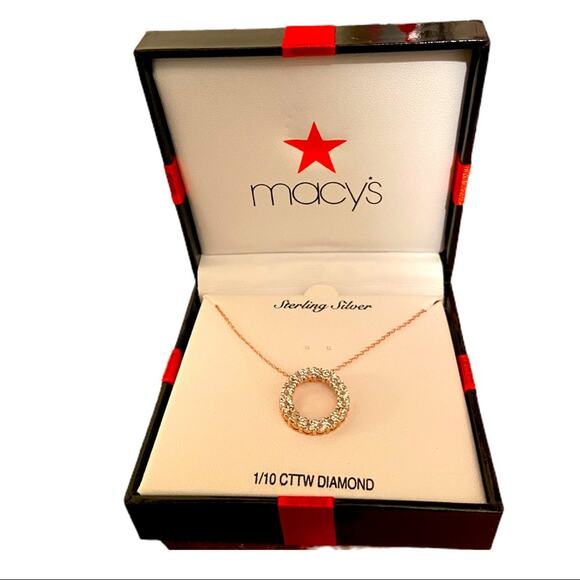 Diamond Circle Pendant Necklace (1/10 ct. t.w.) in Sterling Silver, NIB - Picture 6 of 7